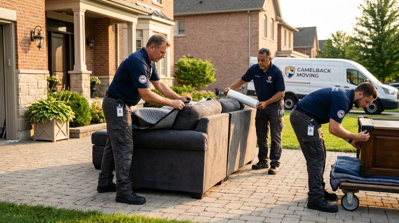Large estate moving crew wrapping furniture in Nicoma Park, OK