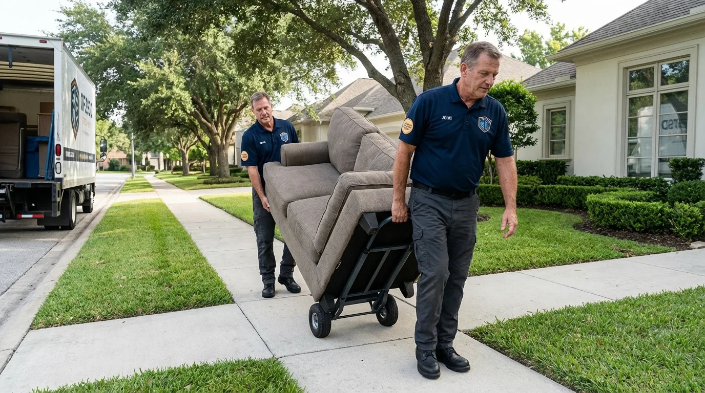 Local residential moving crew loading furniture in Nicoma Park, OK