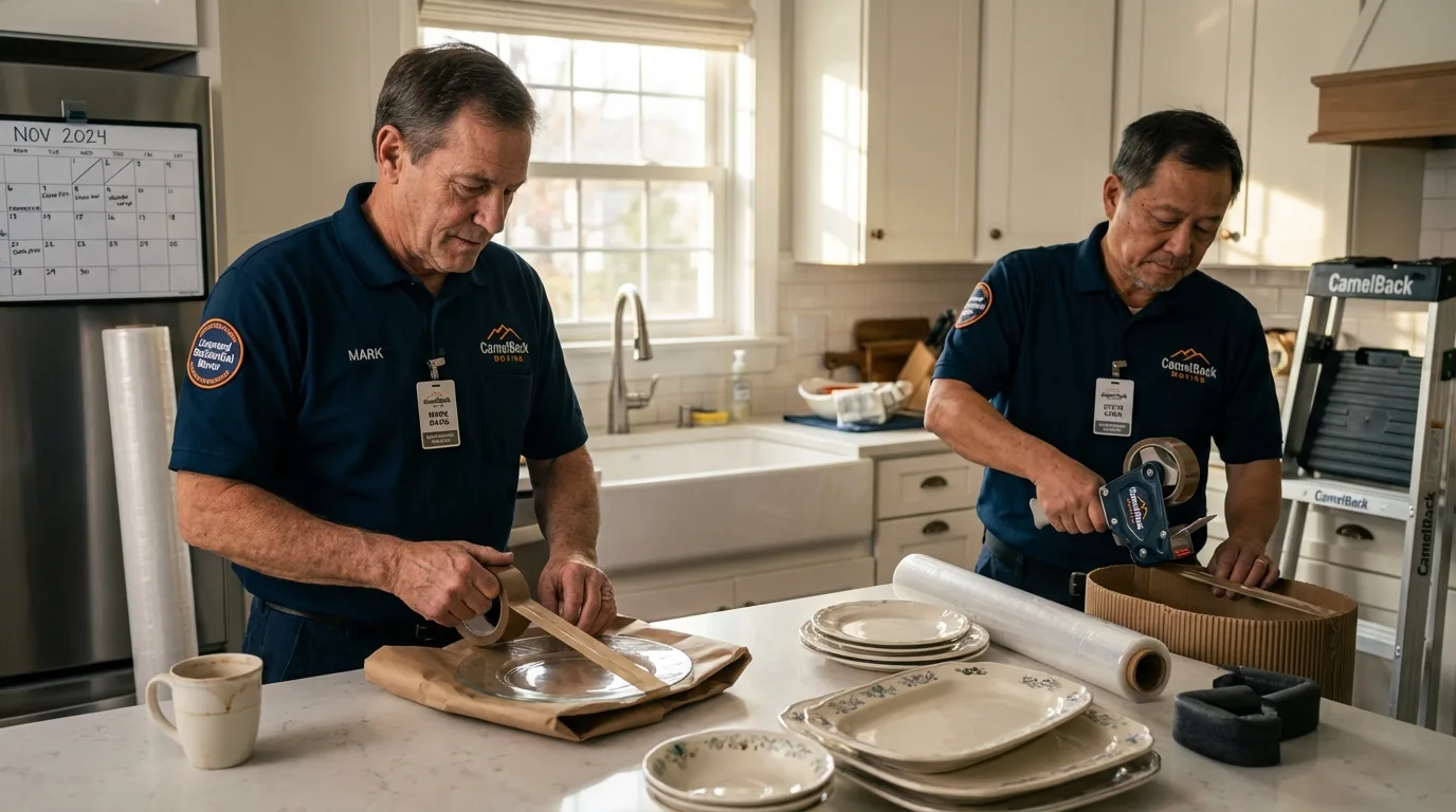 Professional crew packing kitchen dishware in Nicoma Park, OK